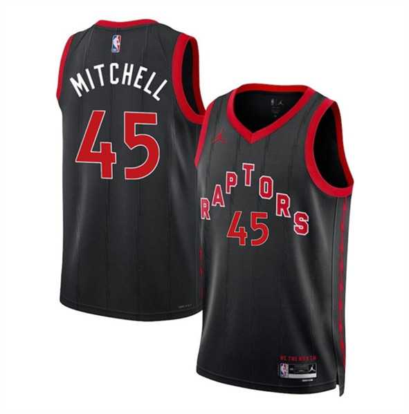 Men%27s Toronto Raptors #45 Davion Mitchell Black Statement Edition Stitched Basketball Jersey Dzhi